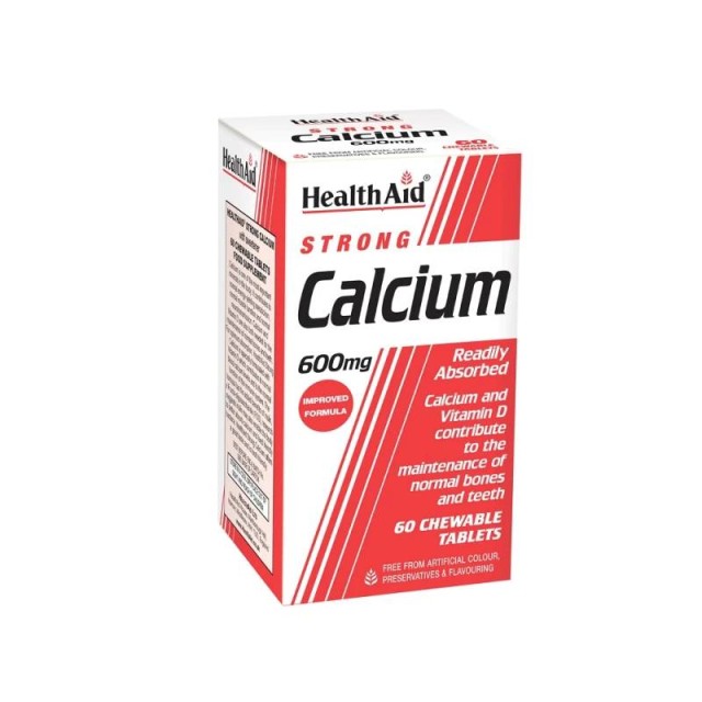 Health Aid Strong Calcium 600mg Συμπλήρωμα Διατροφής με Ασβέστιο και Βιταμίνη D 60 Ταμπλέτες