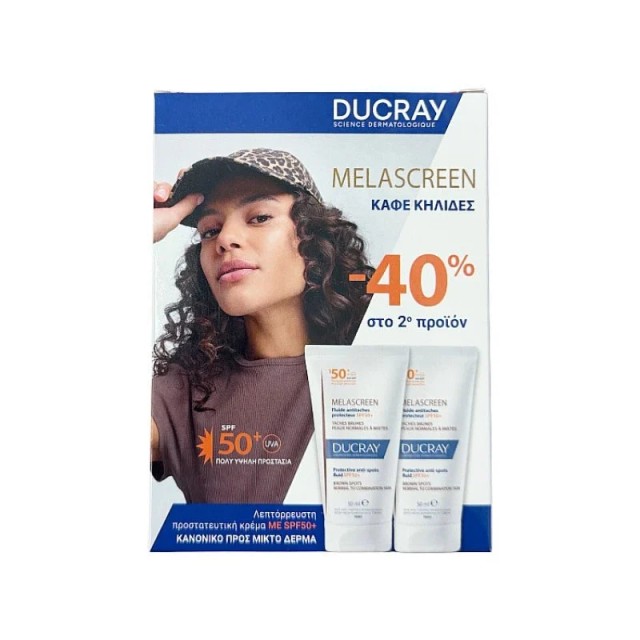 Ducray Promo Pack Melascreen Προστατευτική Λεπτόρρευστη Κρέμα κατά των Κηλίδων για Κανονικό προς Μικτό Δέρμα SPF50+ 2x50ml