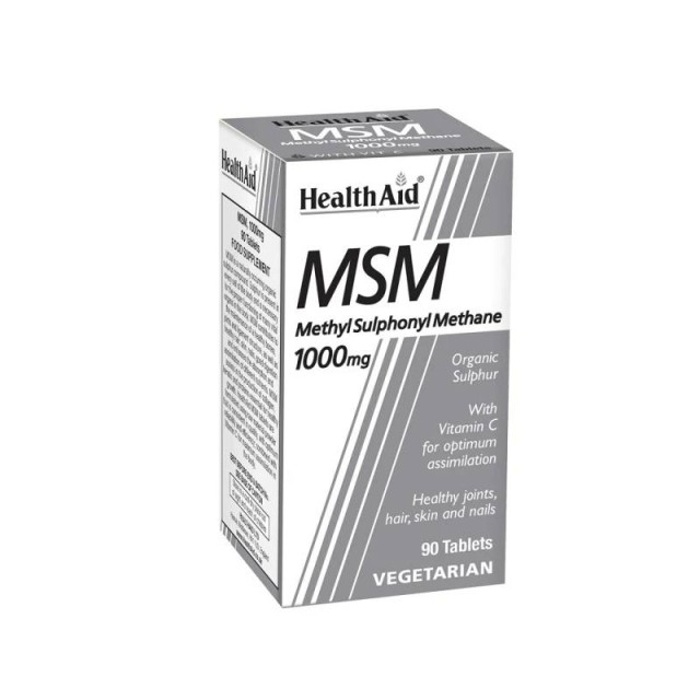 Health Aid MSM 1000mg With Vitamin C Συμπλήρωμα Διατροφής για Δυνατό Νευρικό Σύστημα 90 ταμπλέτες