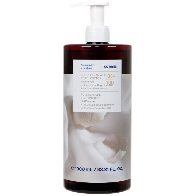 Korres Crispy Clean White Rose & Cotton Shower Gel 1L