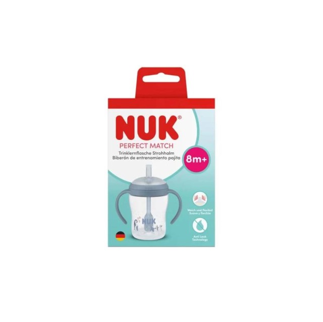 Nuk Perfect Match Eκπαιδευτικό Ποτηράκι με Καλαμάκι Σιλικόνης 8m+ Πιγκουίνος 150ml