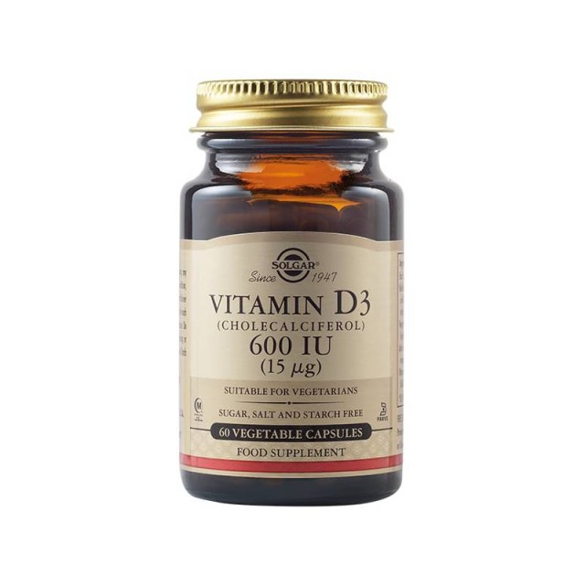 Solgar Vitamin D3 600IU (15μg), 60vcaps