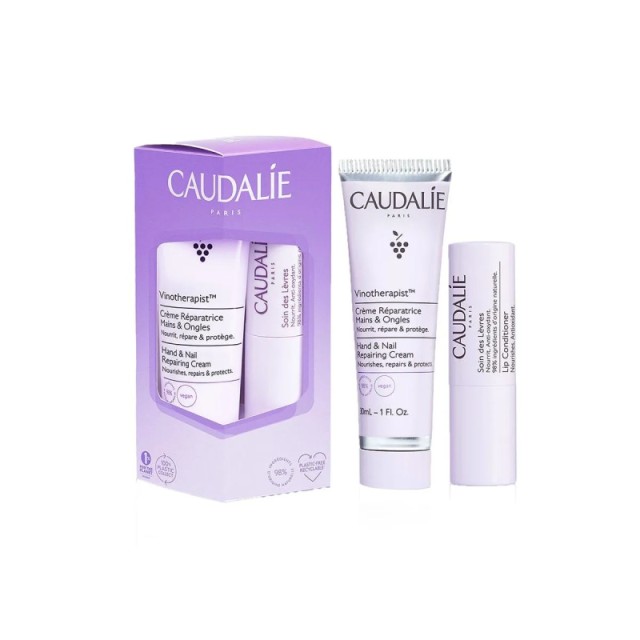 Caudalie Promo Vinotherapist Lip & Hand Duo Κρέμα Χεριών, Νυχιών, 30ml & Δώρο Lip Conditioner Ενυδατικό Stick Χειλιών, 4,5gr