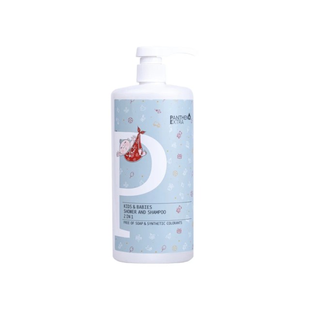 Panthenol Extra Kids & Babies Shower and Shampoo 2 in 1 Παιδικό και Βρεφικό Αφρόλουτρο - Σαμπουάν 1lt