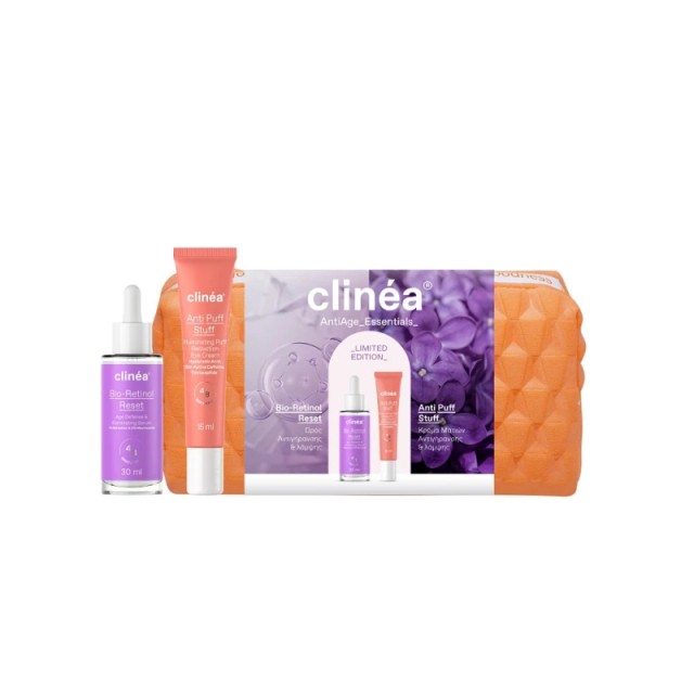 Clinéa Limited Edition Gift Set AntiAge Essentials με Νεσεσέρ & Serum Bioretinol Reset 30ml & Κρέμα Ματιών Anti Puff Stuff 15ml