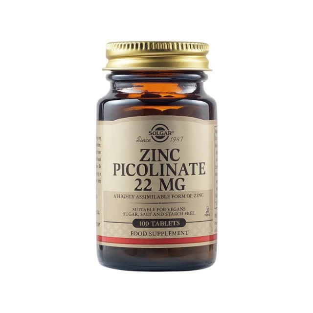 Solgar Zinc Picolinate 22mg 100 ταμπλέτες