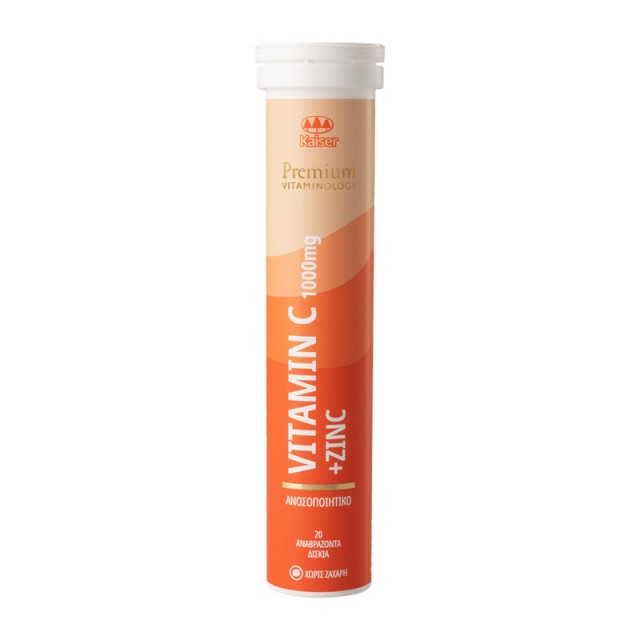 Kaiser Premium Vitaminology Vitamin C & Zinc Βιταμίνη για Ενέργεια & Ανοσοποιητικό 1000mg 20 αναβράζοντα δισκία
