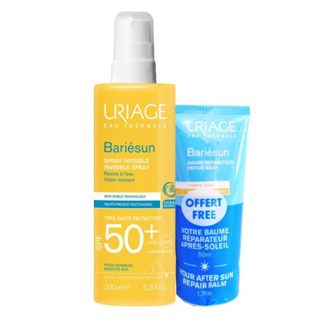 Uriage Bariesun Invisible Spray Spf50 200ml + Bariesun After Sun Repair Balm 50ml