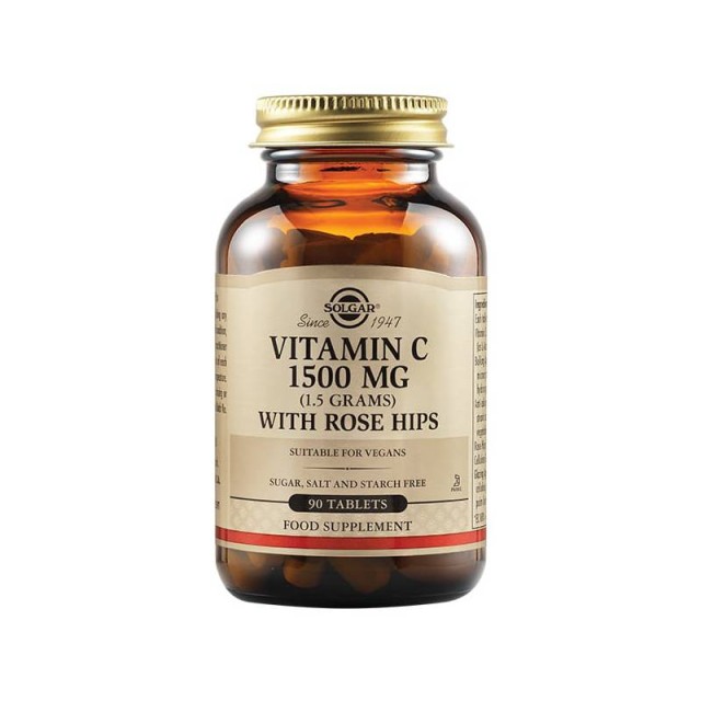 Solgar Vitamin C 1500mg with Rose Hips, 90tabs