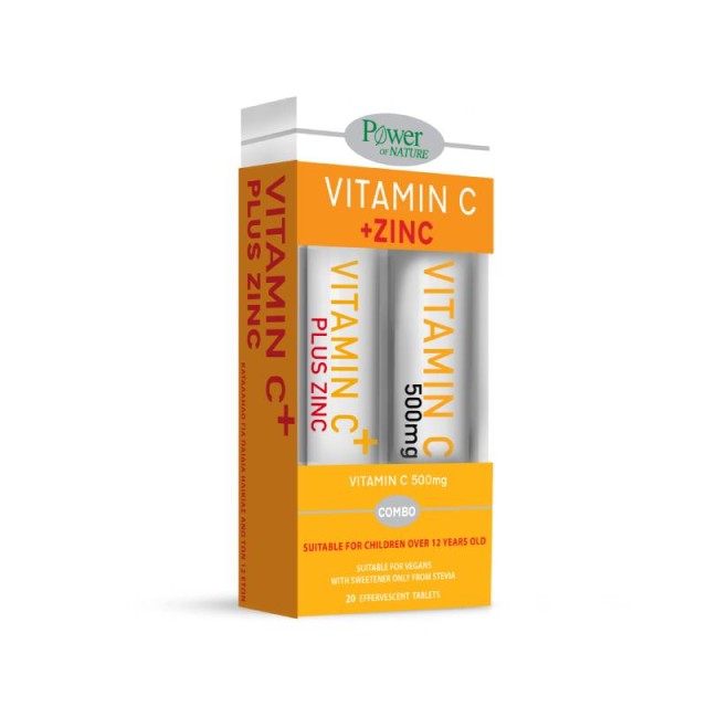 Power Health Zinc & Vitamin C Stevia 20 αναβράζοντα δισκία & Vitamin C 500mg 20 αναβράζοντα δισκία Λεμόνι
