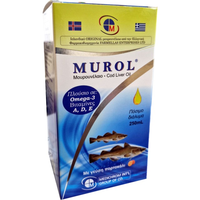 Medichrom Murol Μουρουνέλαιο με γεύση Πορτοκάλι 250ml