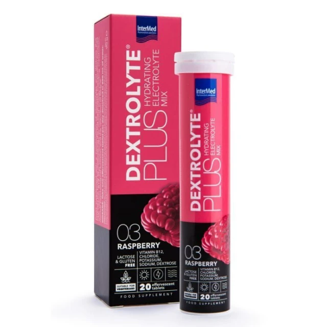 Intermed Dextrolyte Plus 03 Raspberry Ηλεκτρολύτες με Γεύση Βατόμουρο 20 αναβράζοντα δισκία