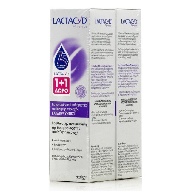 Lactacyd Promo Soothing Καταπραϋντικό Καθαριστικό Ευαίσθητης Περιοχής 2 x 250ml (1+1 Δώρο)