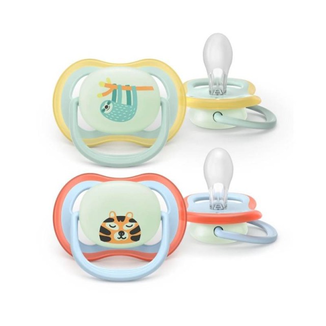 Avent Ultra Air Nighttime Πιπίλα Σιλικόνης Νυχτός για 0-6 Μηνών, 2τμχ (SCF376/24)