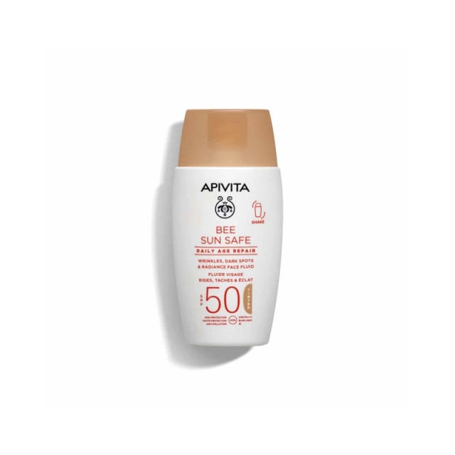 Apivita Bee Sun Safe Daily Age Repair Tinted SPF50 Dry Touch Λεπτόρρευστη Κρέμα Λάμψης για Ρυτίδες & Πανάδες με Χρώμα 50ml