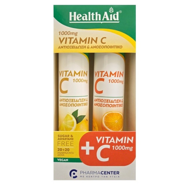 Health Aid Vitamin C 1000mg Λεμόνι - 20 αναβρ. δισκία + ΔΩΡΟ Vitamin C 1000mg Πορτοκάλι - 20 αναβρ. δισκία