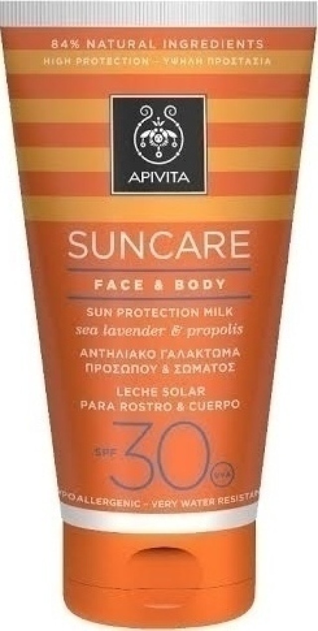 Apivita Suncare Face & Body SPF30 Αντιηλιακό Γαλάκτωμα προσώπου & σώματος, με Θαλάσσια Λεβάντα & Πρόπολη,150ml