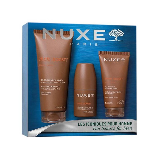 Nuxe Promo Set Men με Shower Gel 200ml, Deodorant Ανδρικό Roll-On Αποσμητικό 24h Προστασίας 50ml & Moisturizing Gel Ενυδατικό Gel Προσώπου 50ml