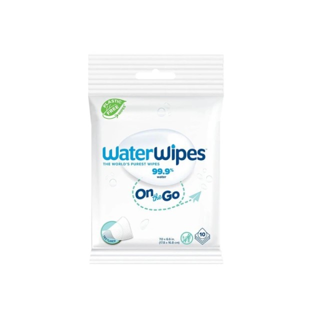 WaterWipes On the Go Άοσμα Μωρομάντηλα με 99.9% Νερό για Ηλικίες 0+ 10 Μαντηλάκια Travel Size