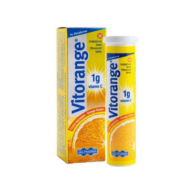 Uni-Pharma Vitorange 1g Βιταμίνη C 20 Αναβράζοντα Δισκία