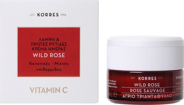 Korres Wild Rose Vitamin C Κρέμα Προσώπου Άγριο Τριαντάφυλλο Λάμψη/ Πρώτες Ρυτίδες Κανονικές/Μεικτές 40ml