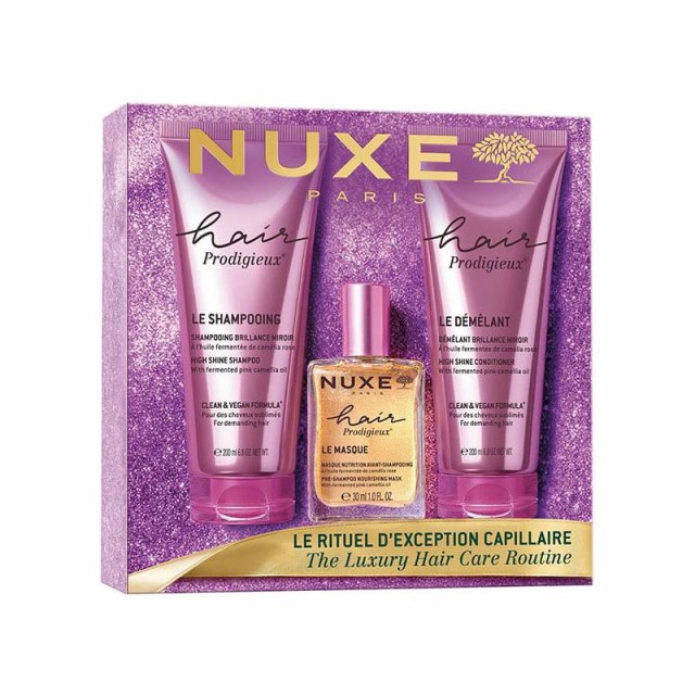 Nuxe Xmas Promo Hair Prodigieux με High Shine Shampoo 200ml, Conditioner 200ml, & Pre-Shampoo Nourishing Mask 30ml