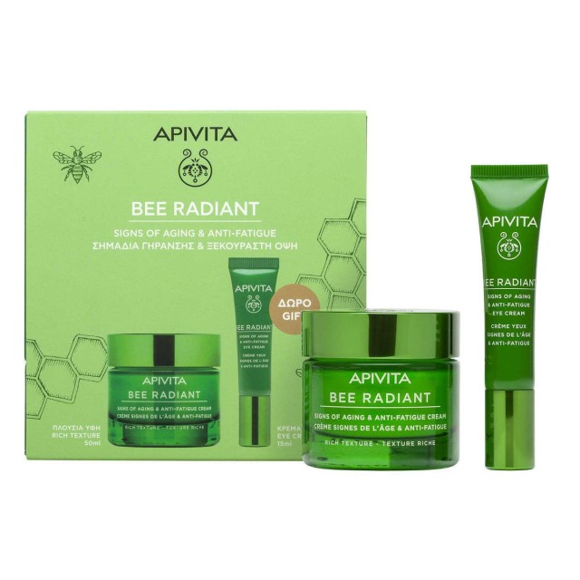 Apivita Promo Bee Radiant Signs of Aging & Anti-Fatigue Cream Αντιγηραντική Κρέμα Προσώπου Πλούσιας Υφής 50ml & Δώρο Eye Cream Αντιγηραντική Κρέμα Ματιών 15ml