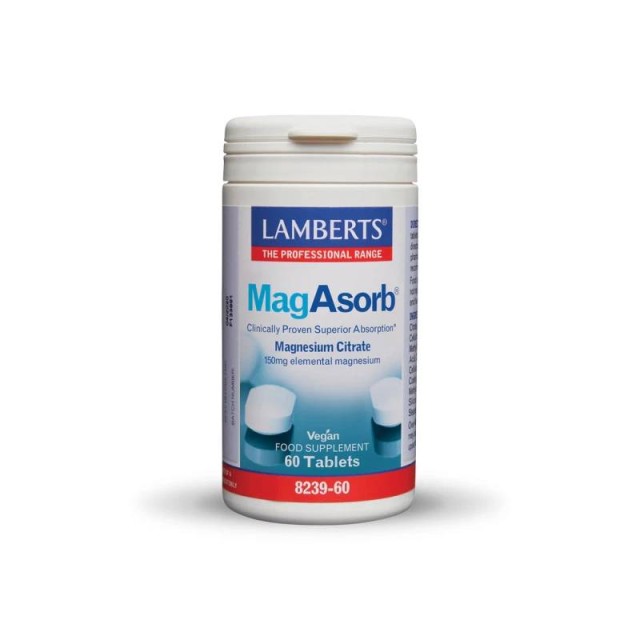 Lamberts MagAsorb Συμπλήρωμα Διατροφής Κιτρικού Μαγνησίου Υψηλής Απορρόφησης 60 ταμπλέτες