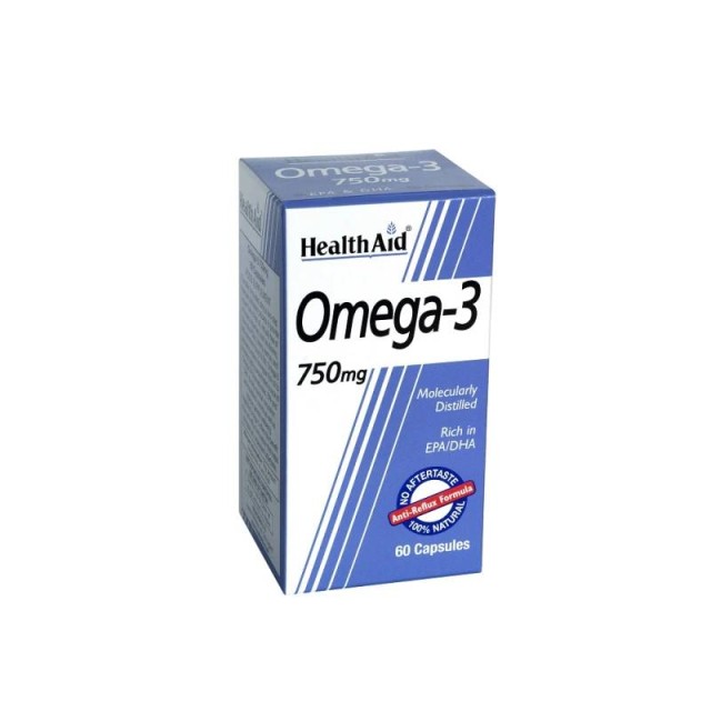 Health Aid Omega 3 750mg Συμπλήρωμα Διατροφής για την Καλή Λειτουργία της Καρδιάς & τον Έλεγχο της Χοληστερίνης 60 κάψουλες
