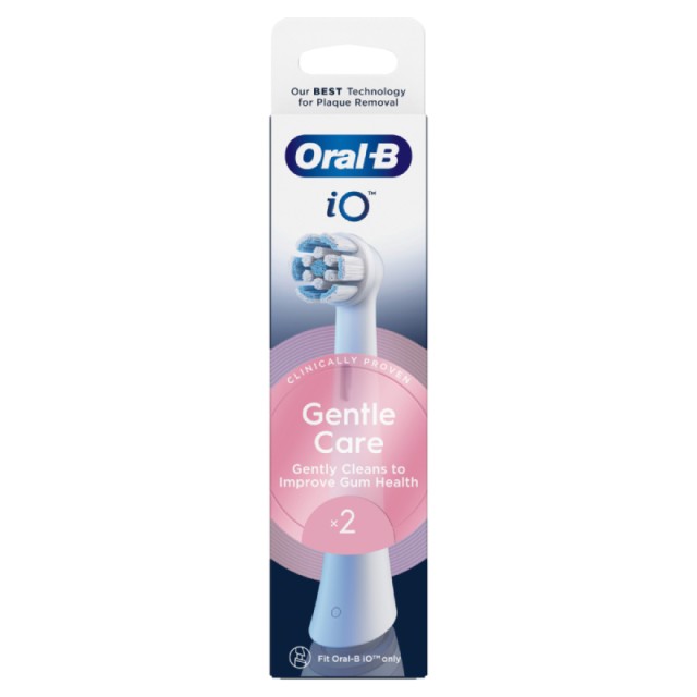 Oral-B iO Gentle Care White Ανταλλακτικές Κεφαλές Ηλεκτρικής Οδοντόβουρτσας για Ευαίσθητα Δόντια & Ούλα, Λευκό Χρώμα, 2τεμ