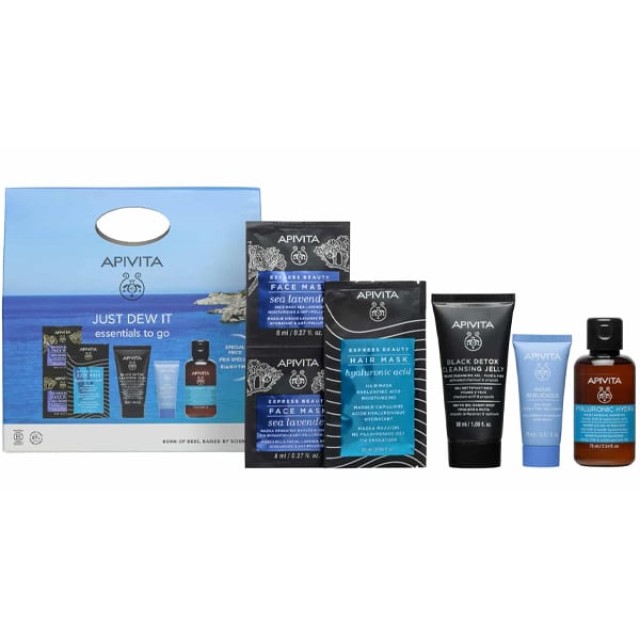 Apivita Just Dew It Travel Set για Ενυδάτωση & Καθαρισμό Προσώπου 5τμχ