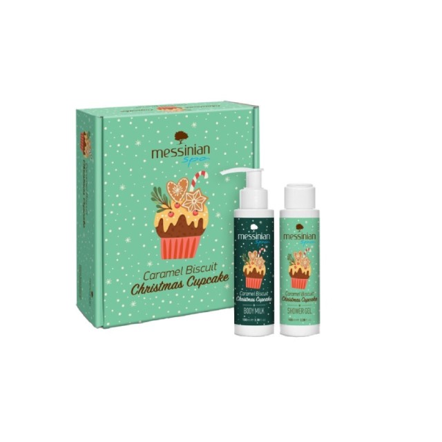 Messinian Spa Promo Caramel-Biscuit Christmas Cupcake Box - Αφρόλουτρο & Γαλάκτωμα Σώματος 2x100ml