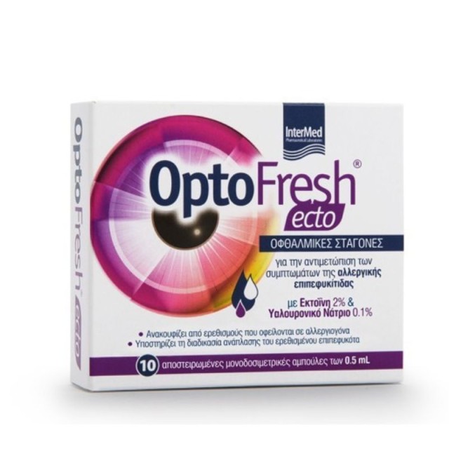 Intermed Optofresh Ecto Οφθαλμικές Σταγόνες για την Αντιμετώπιση των Συμπτωμάτων της αλλεργικής Επιπεφυκίτιδας 10 x 0.5ml