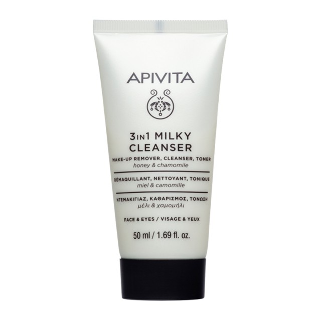 Apivita Mini Γαλάκτωμα Kαθαρισμού 3 σε 1 για Πρόσωπο & Μάτια με Χαμομήλι & Μέλι, 50ml