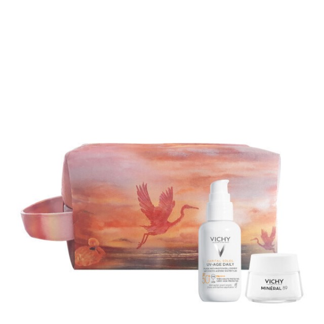 Vichy Summer Pouch 24 με Capital Soleil UV-Age Daily SPF50+ Αντηλιακό Προσώπου, 40ml & Δώρο Mineral 89 Κρέμα Βοοster Ενυδάτωσης, 15ml & Συλλεκτικό Τσαντάκι, 1σετ