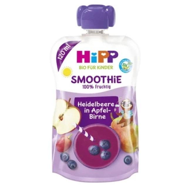 Hipp Organic Smoothie Μύρτιλο, Μήλο & Αχλάδι, 120ml