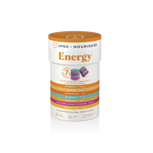 UPSA Nourished Energy Συμπλήρωμα Διατροφής για Ενέργεια 30 Ζελεδάκια
