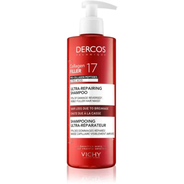 Vichy Dercos Collagen 17 Filler Σαμπουάν για Δράση κατά της Τριχόπτωσης και της Θραύσης των Μαλλιών 400ml