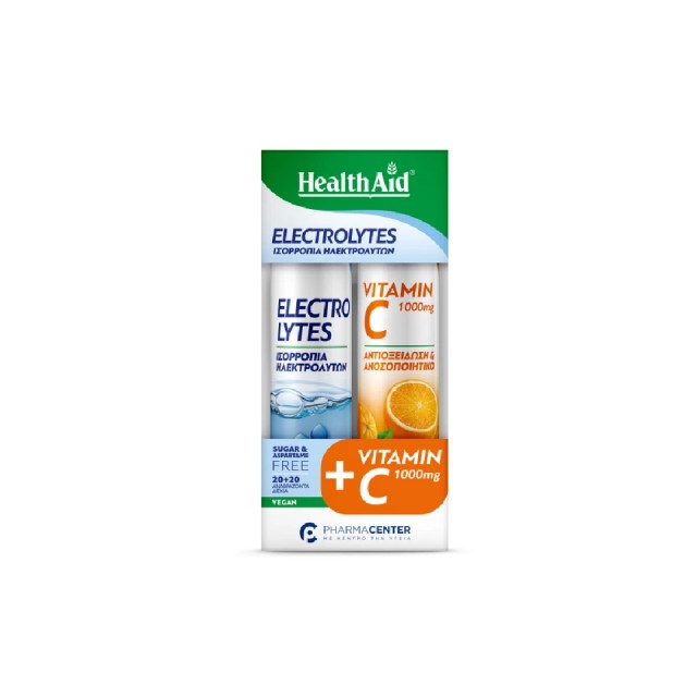 Health Aid Promo Pack Electrolytes 20 αναβρ. δισκία & Vitamin C 1000mg Γεύση Πορτοκάλι 20 αναβρ. δισκία
