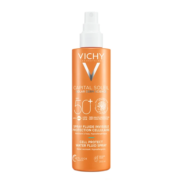 Vichy Capital Soleil Cell Protect Body Fluid Spray SPF50+ Λεπτόρρευστο Αντηλιακό Γαλάκτωμα Σώματος 200ml