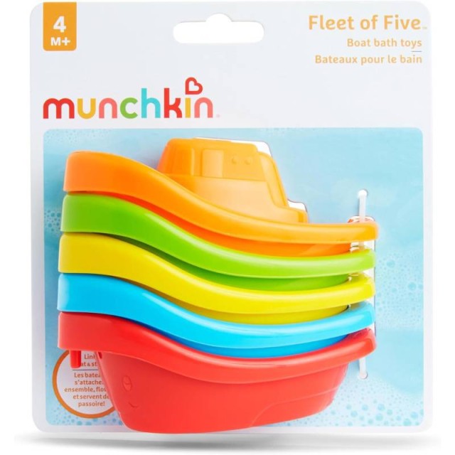 Munchkin Fleet of Five Σετ Παιχνιδιών με Βαρκούλες για το Μπάνιο για 4+ Μηνών, 5τμχ
