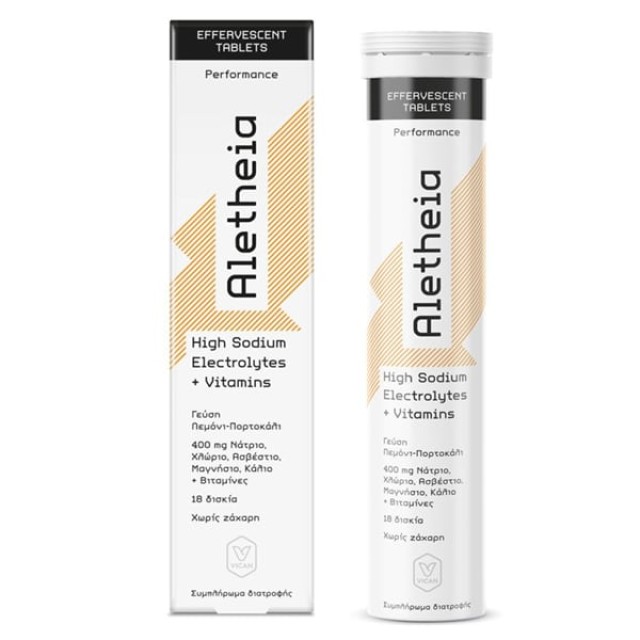 Vican Aletheia High Sodium Electrolytes + Vitamins Ηλεκτρολύτες με Γεύση Λεμόνι & Πορτοκάλι 18eff tabs
