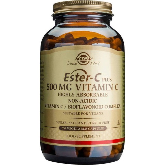 Solgar Ester C 500mg Vitamin C Συμπλήρωμα Διατροφής Για Ενίσχυση Του Ανοσοποιητικού, 250 Κάψουλες