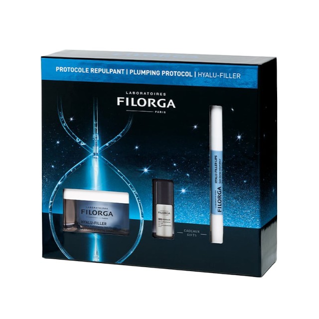 Filorga Xmas Promo Plumping Protocol Hyalu-Filler Αντιγηραντική Κρέμα Προσώπου με Υαλουρονικό Οξύ, 50ml, NCEF-Revitalize Serum Αντιρυτιδικός Ορός, 5ml, Lip Balm για Όγκο, 4g