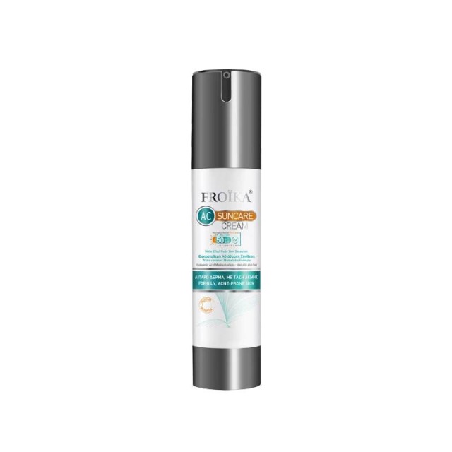 Froika AC Suncare Cream SPF50+ Water Resistant Αντηλιακή Κρέμα Προσώπου για Λιπαρό Δέρμα με Τάση Ακμής 50ml