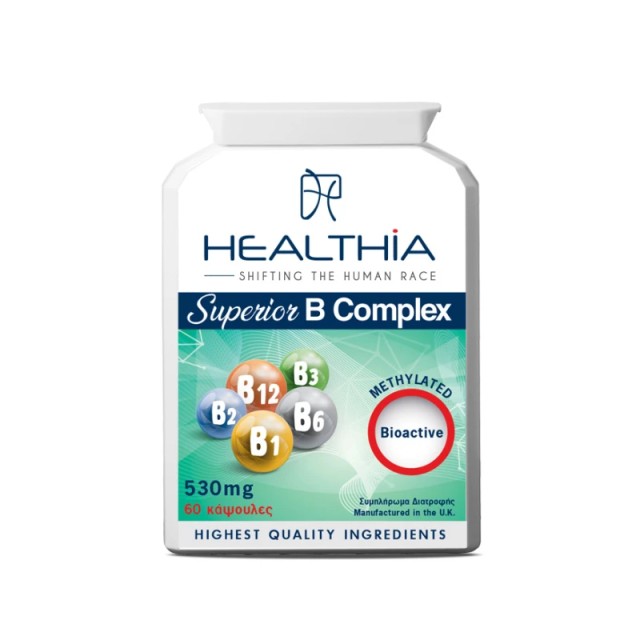 Healthia Superior B Complex 530mg Συμπλήρωμα Διατροφής με Σύμπλεγμα Βιταμινών Β 60 κάψουλες