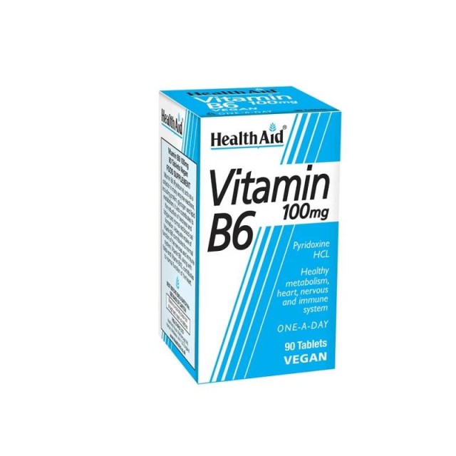 Health Aid Vitamin B6 100mg Συμπλήρωμα με Βιταμίνη Β6 για Μεταβολισμό Υδατανθράκων & Λιπών 90 ταμπλέτες