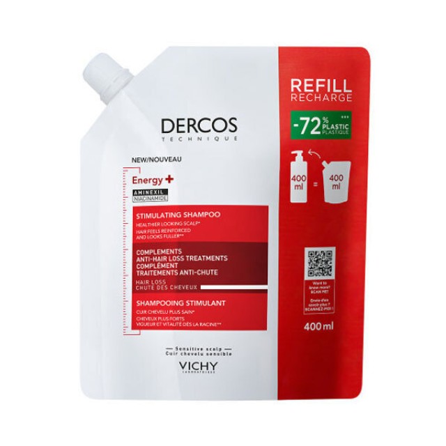 Vichy Dercos Energy+ Δυναμωτικό Σαμπουάν κατά της Τριχόπτωσης σε Συσκευασία Refill 400ml