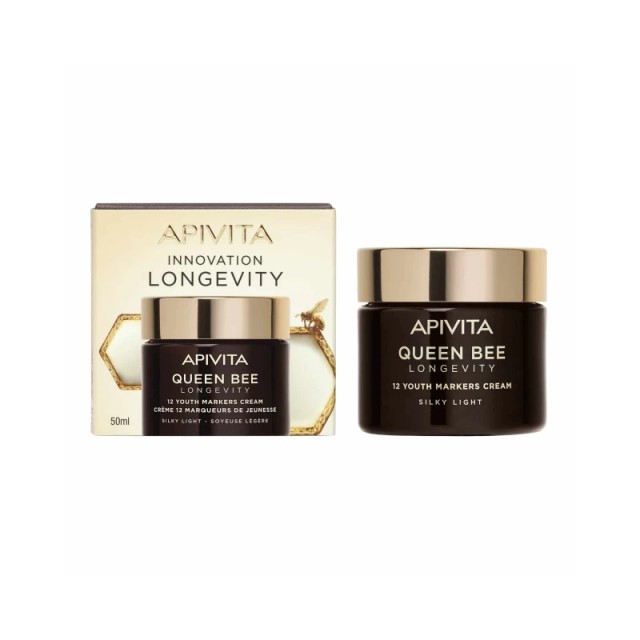 Apivita Queen Bee Longevity Light Day Cream Ελαφριά Μεταξένια Κρέμα για Δράση σε 12 Δείκτες Νεότητας 50ml