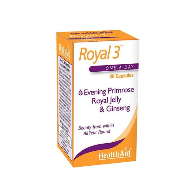 Health Aid Royal 3 Jelly-Συμπλήρωμα Διατροφής με Βασιλικό Πολτό για Ομορφιά & Ζωντάνια, 30 Κάψουλες